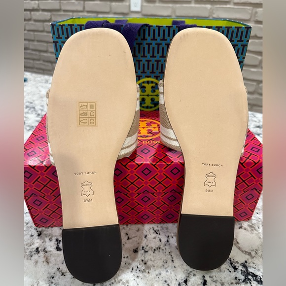 Tory Burch Double T Jacquard Slide Stripe Logo Jacquard - Picture 5 of 6